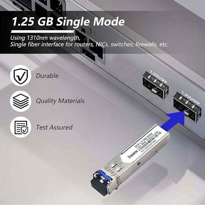 10 Pack 1.25G SFP Network Transceiver Module, 1000Base-LX Single Mode, 1310nm - Image 3