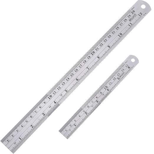 Eboot Stainless 2 Pack Steel Ruler 6 Inch and 12 Inch Metal Rule Kit with Conversion Table