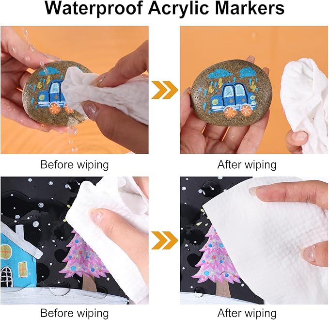 60 Colors Waterproof Dual Tip Acrylic Paint Markers, Dot & Fine Tip Premium Coloring Markers Set for Rock, Glass, Wood, Ceramic Surfaces and DIY Crafts Making Art Supplies