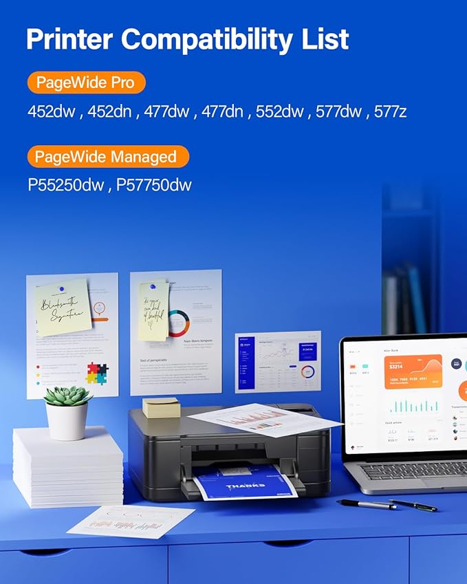 972X Ink Cartridges High Yield 4-Pack with chip Compatible Replacement for HP 972X 972A 972 use with HP Pagewide Pro 477dw 577dw 477dn 452dn 452dw 552dw 577z P55250dw Printer Black Cyan Magenta Yellow