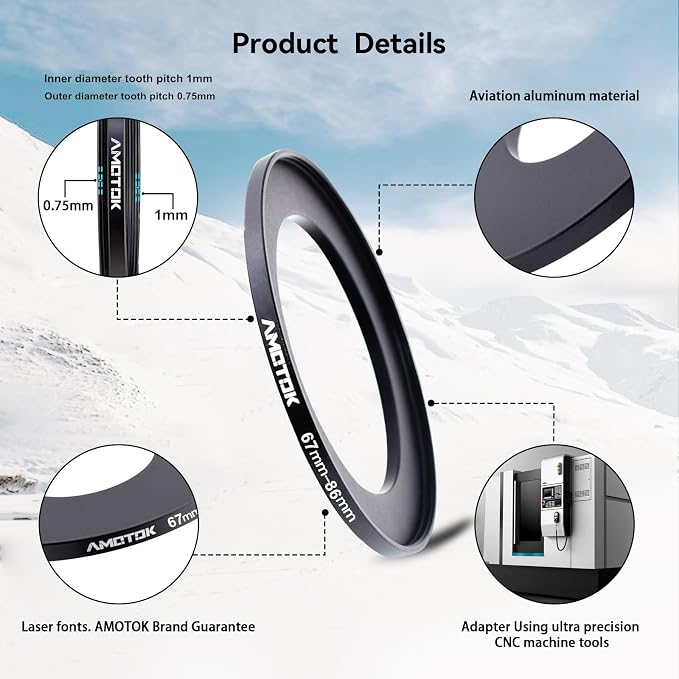 67mm Lens to 86mm Camera Lens Adapter, 67mm to 86mm Filter Step up Ring Adapter - Image 3