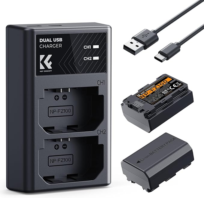 K&F CONCEPT NP-FZ100 2280mAH Battery and Dual Slot Charger Set by KFCONCEPT
