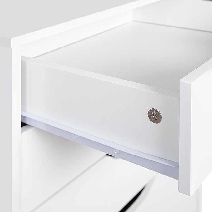 Naomi Home 7 Drawer Office Storage File Cabinet,Under Desk Cabinets for Home Office,Organization Filing Cabinet with Wheels,Printer Stand Storage,180 lbs Capacity – White(11272AM)