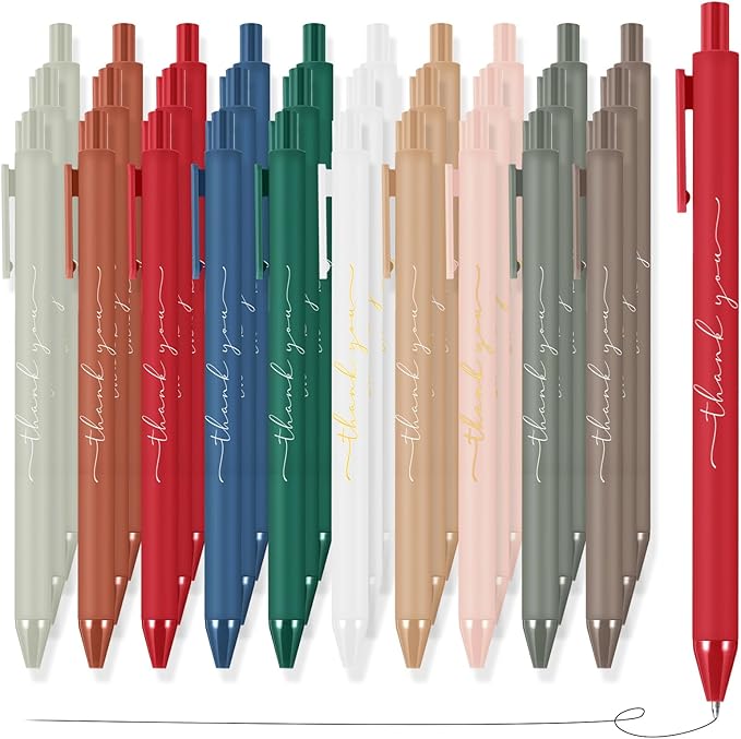 30 Pcs Thank You Pens Bulk Multicolor Ballpoint Pens Thank You Gift for Men Women Employee Appreciation Gifts Holiday Gifts for Teacher Office Party Favors(Christmas Colors)