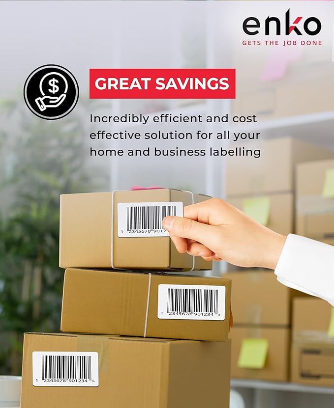 enKo 4" x 2" Labels for Zebra Desktop Printers (3 Rolls | 2,250 Labels) Direct Thermal Address Mailing Shipping Barcode FBA Stickers FNSKU Label for Zebra and Eltron (Perforated)