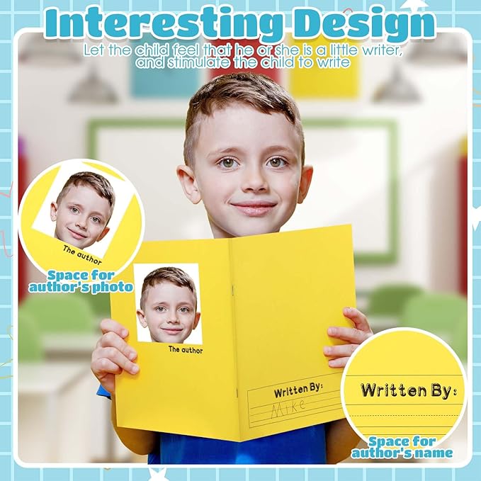 Henoyso 12 Pcs 120 Pages Primary Composition Notebooks K-2 9 3/4 x 7 1/2 Inch Journals Primary Journals Blank Books for Kids to Write Stories Kindergarten (Colorful)