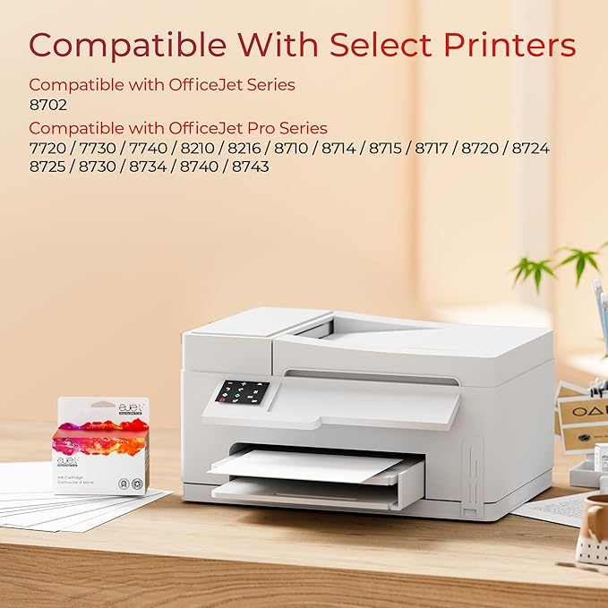 ejet 952XL Ink Cartridges Combo Pack High Page Yield (4-Pack) Compatible for HP 952XL Ink Cartridges Combo Pack | Works Officejet Pro 8702 8710 8720 8210 7740 7720，Black Cyan Magenta Yellow | N9K28AN