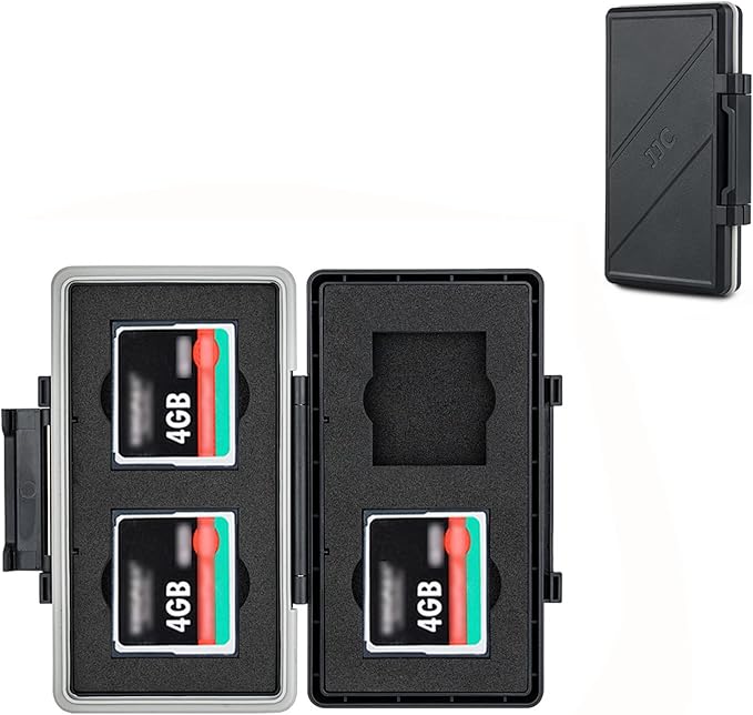4 Slots CF Card Holder, Water-Resistance Anti-Shock Compact Flash Card Case by JJC