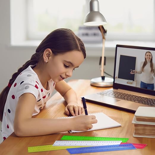 630 Pcs 12 Inch Plastic Rulers Bulk Color Clear Ruler Assorted Color Metric Straight Ruler with Inches and Centimeters for Kids School Classroom Student Back to School Office Gifts Supplies 9 Colors