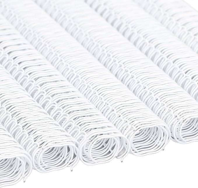 100 Pack Double Loop Wire Binding Spines, YolieraArt Wire Binding Spines, 5/16 Inch Binding Wire for Letter Size (40 Sheet Capacity), 100P, 3:1 Pitch, White)