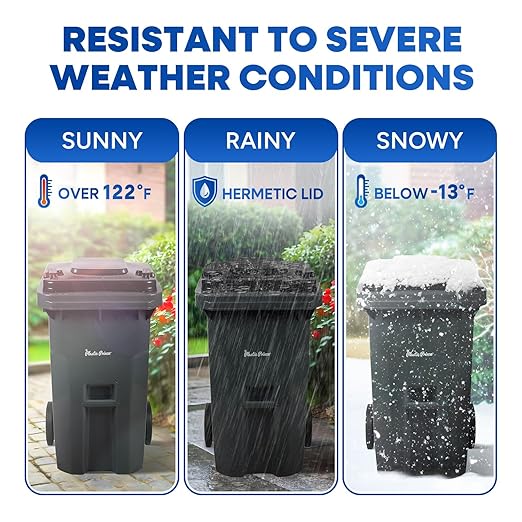 27 Gallon Trash Can with Wheels Plastic Rollout Outdoor Trash Can with Lid Outside Garbage Can with Wheels and Lid Commercial Heavy-Duty Container, Gray