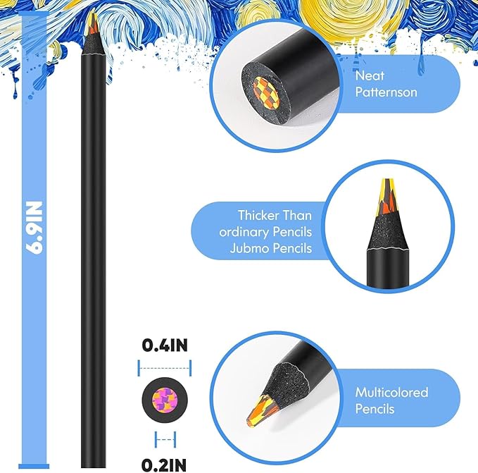 8-Color Rainbow Colored Pencils for Adult Coloring Books, Aesthetic Drawing Pencils, Jumbo Coloring Pencil, Art Supplies for Adults, Cute Art Kit Fun Color Pencil Set, Gifts for Kids