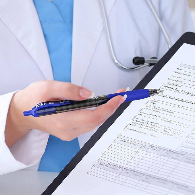 EYEYE G-103 Retractable Gel Pens 0.5mm, 25 Pack 0.5 mm Blue Ink Extra Fine Point Ballpoint Pen Quick Drying, Pen Fine Point Smooth Writing Pens for for Office School Supplies