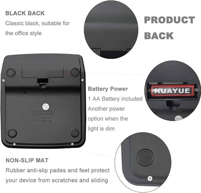 Calculators, BESTWYA 12-Digit Dual Power Handheld Desktop Calculator with Large LCD Display Big Sensitive Button (Black, Pack of 10)