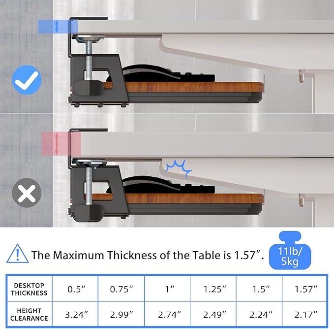 suptek Keyboard Tray Under Desk Pull Out with C Clamp Mount, Computer Keyboard & Mouse Tray, 25.6 (30 Including Clamps) x 11.8 inch Slide-Out Platform Computer Drawer for Typing, Dark Wood, DSF1SM