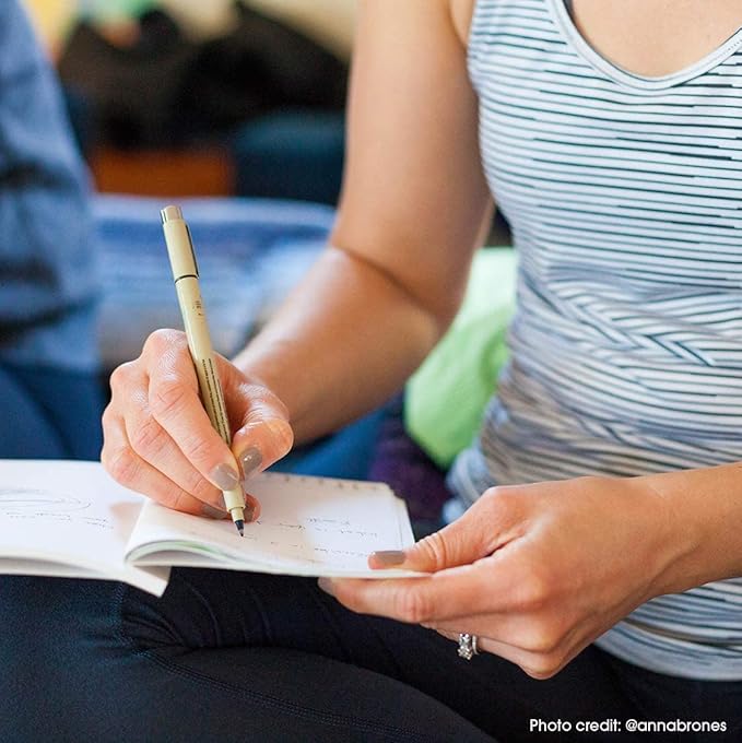 SAKURA Pigma Micron Fineliner Pens - Archival Black & Colored Ink Pens - For Writing, Drawing, or Journaling - Black & Assorted Colored Ink - 01 Point Size - 6 Pack