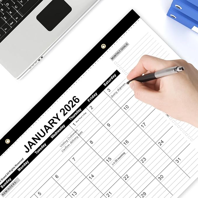 2026 Desk Calendar - Desk Calendar 2026 from Jan. 2026 to Dec 2026, Large 17" x 12" Desktop Monthly Calendar with Clear Waterproof Cover for Home School Office Desk Top Organizing