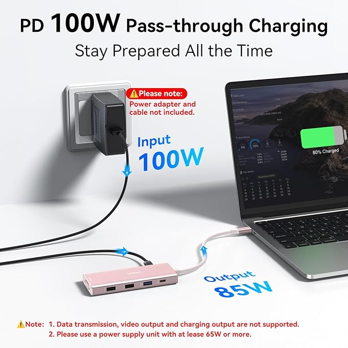 HODO USB C Docking Station Dual Monitor Adapter for Dell HP, Laptop Docking Station 3 Monitors Quad Display USB C Hub Dongle to 2 HDMI 4K,DP 8K, VGA,4 USB,PD, 9 in 1 Dongle Laptop Adapter