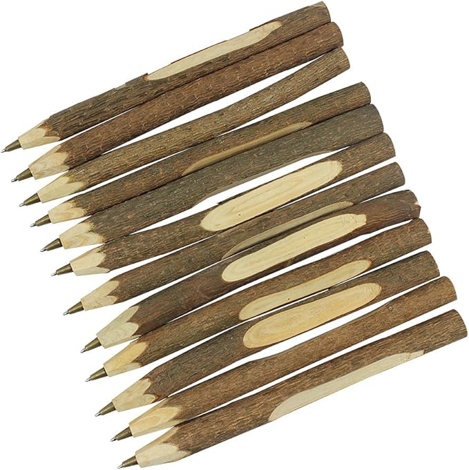 Handmade Wooden Ballpoint Pen Creative Original Ecological Wood Pen Long Style (about 6.7 inches, 17 cm) - 12 pcs