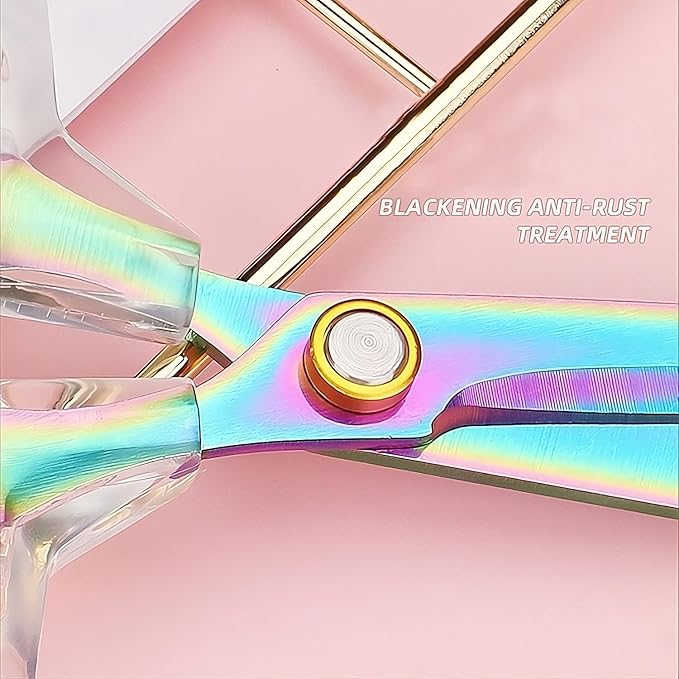 Jasni 6.5 inch Transparent office School scissors Comfort-Grip stainless steel Sharp student handmade household rust resistant non adhesive Craft Sewing scissors (6.5 Inch)