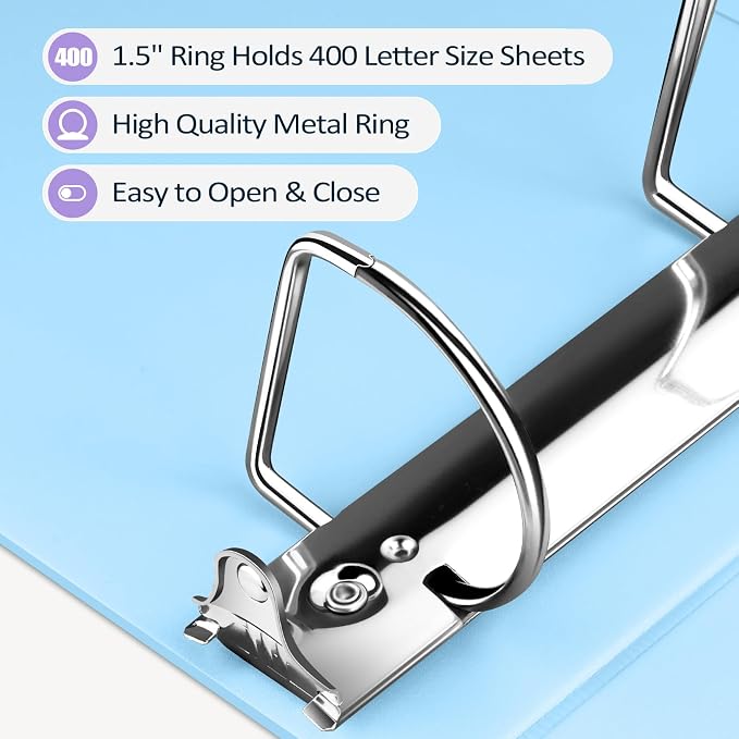 Sooez BinderX Extra Durable 1.5 Inch 3 Ring Binder, D-Ring Large Binder - Image 4