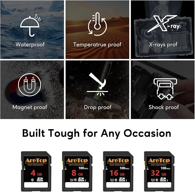 AreTop SD Card 8GB, 5 Pack UHS-I Class 10 SDHC Memory Card, 5 Pack 8GB Full HD - Image 7