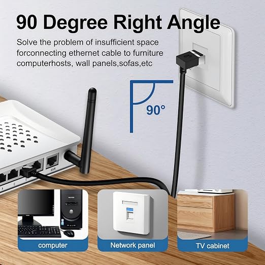 Flexible Cat 6 Ethernet Cable 270 °Upward Angle 25 Feet, Ultra Thin & Slim Rj45 - Image 6