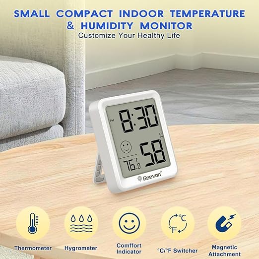 Geevon 6-Pack Mini Indoor Thermometer Hygrometer – Indoor Temperature & - Image 2