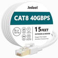 Jadaol Cat 8 Ethernet Cable 15 ft, 40Gbps 2000MHz Flat RJ45 S/FTP LAN Patch by Jadaol