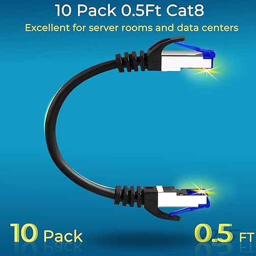 Rapink Patch Cables Cat8 0.5ft Slim, Cat 8 Ethernet Patch Cable 40G Support - Image 2