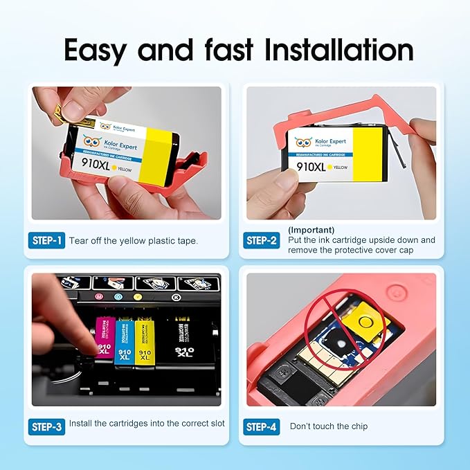 910XL Ink Cartridges Combo Pack Replacement for HP 910XL Ink Work with HP OfficeJet Pro 8025e 8022e 8015e 8028e 8035e 8020 8022 8025 8035 Printer (Black, Cyan, Magenta, Yellow)