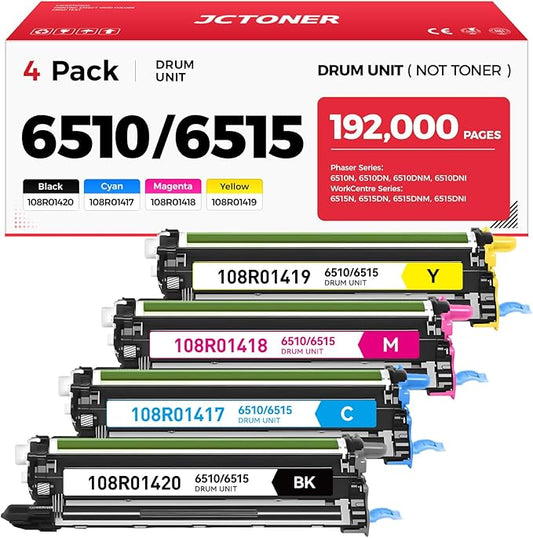 Phaser 6510 WorkCentre 6515 Drum Unit Replacement for Xerox 108R01420 108R01417 108R01418 108R01419 Imaging Unit Compatible for Xerox 6510N 6510DN 6510DNM 6510DNI 6515N 6515DN 6515DNM 6515DNI Printer