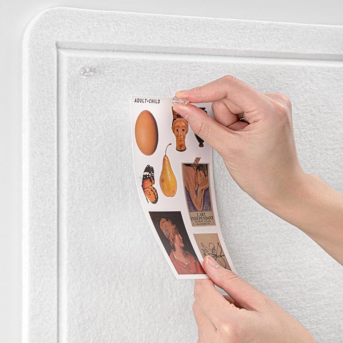 Large Bulletin Board - 48 x 36 Inches, Decorative Felt Pin Board for Wall - 4' x 3' Foldable Photo Display Board with Self-Adhesive Tape, Includes 20 Push Pins - White