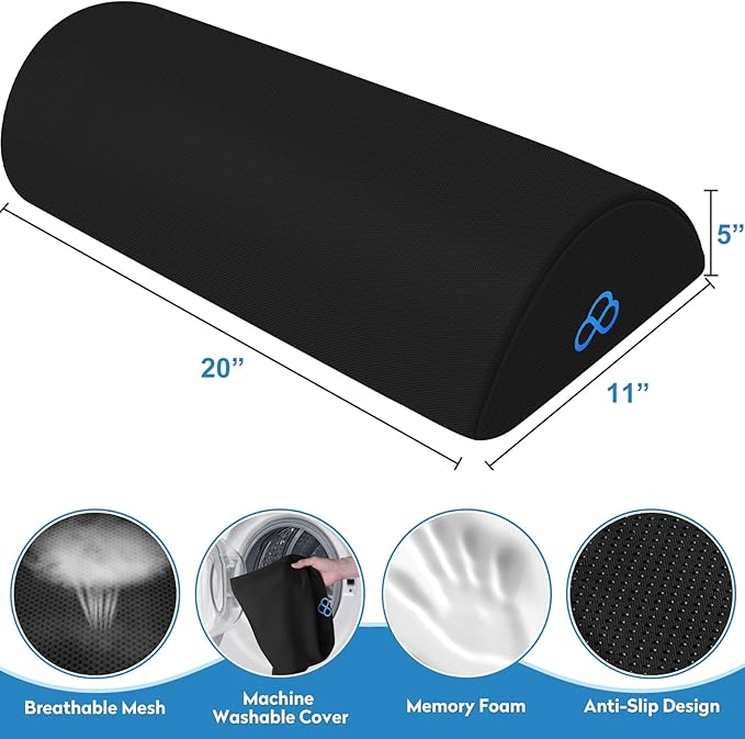 StepLively Foot Rest Ergonomic Pillow for Under Desk at Work, Anti-Fatigue Footrest Support Pillow for Fatigue & Pain Relief, Comfortable for Office Chair, Car Seat & Gaming Chair - Black, Large