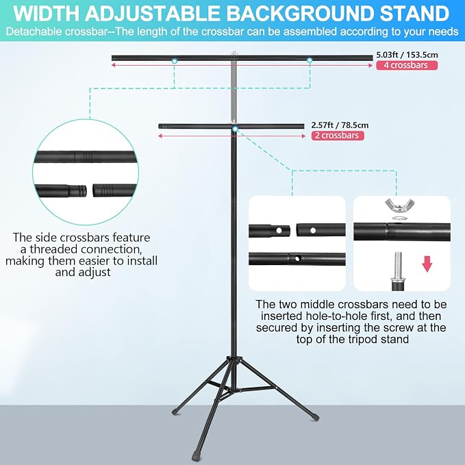 White Backdrop with Stand for Photoshoot, 5X6.5ft White Photo Backdrop with T - Image 4
