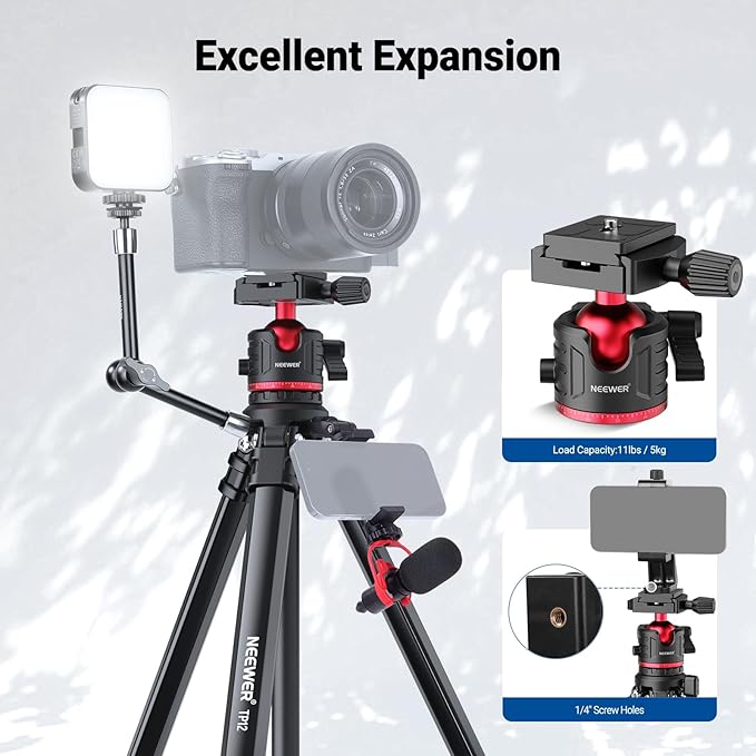 NEEWER Basics 66.5"/169 cm Travel Tripod - Image 5