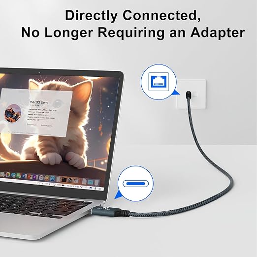 USB C to Ethernet Cable 10FT, Type C to RJ45 Gigabit LAN Network Cord, Directly - Image 5