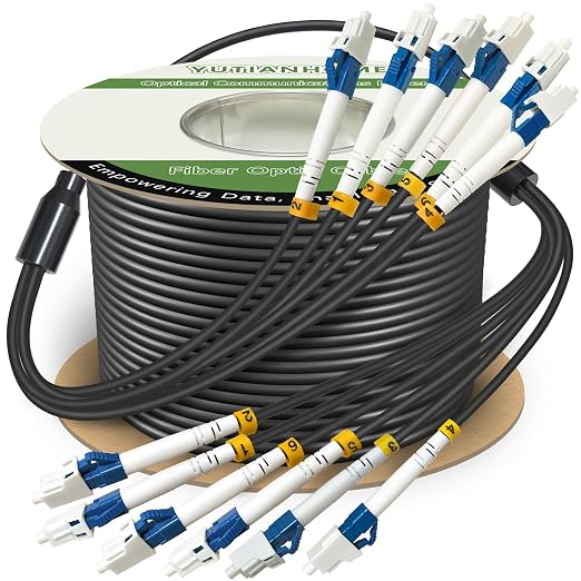 500 Feet 6 Core Industrial TPU LC to LC Outdoor Armored Fiber Optic Cable by YUTIANHOME