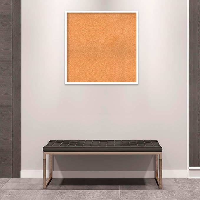 Amanti Art Natural Cork Board for Wall, 31x31 Vision Board with White Frame, Large Corkboard Office Decor for Home Organization, Modern Corkboard Pinboard to Display Items for Home Organization in