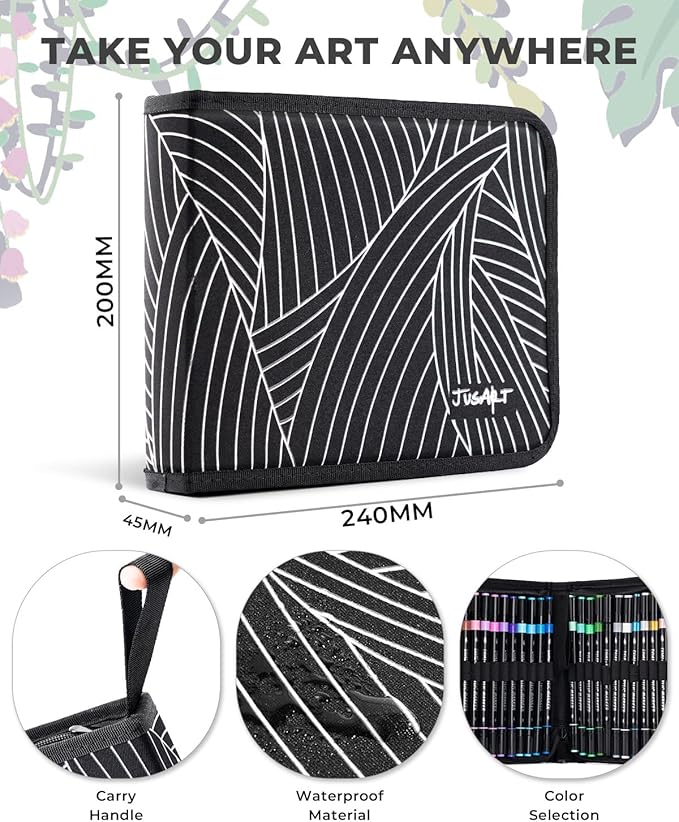 JusArt 36 Colors Acrylic Paint Markers Set With Bag, Dual Tip with Brush Tip and Fine Tip Paint Pens for Rock Painting, Wood, Egg, Canvas, Glass, Stone, Ceramic, DIY Crafts Professional Art Supplies