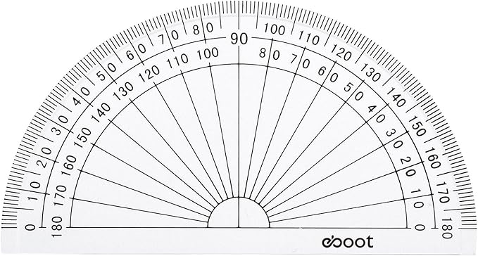 EBOOT 50 Pcs Math Protractors Plastic Protractor 180 Degrees, 4 Inches(Clear)