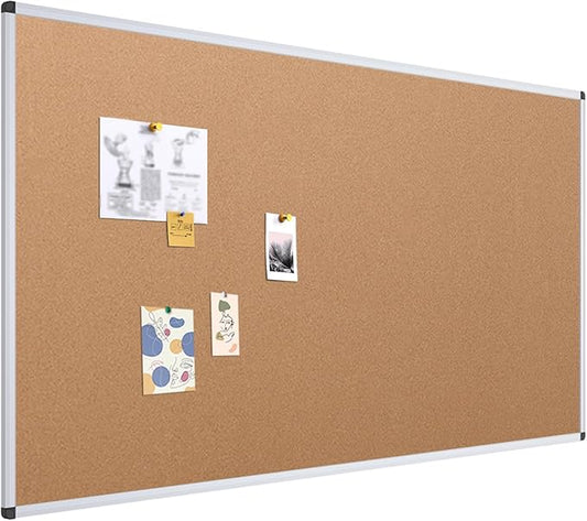 VIZ-PRO Large Cork Bulletin Board, 72 X 48 Inches, Wall-Mounted Corkboard with Silver Aluminium Frame for School, Office, and Home 6' X 4'