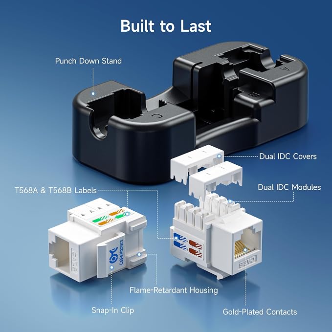 Cable Matters 25-Pack 10Gbps Cat6 Keystone Jacks, RJ45 Keystone Jack, Ethernet - Image 6