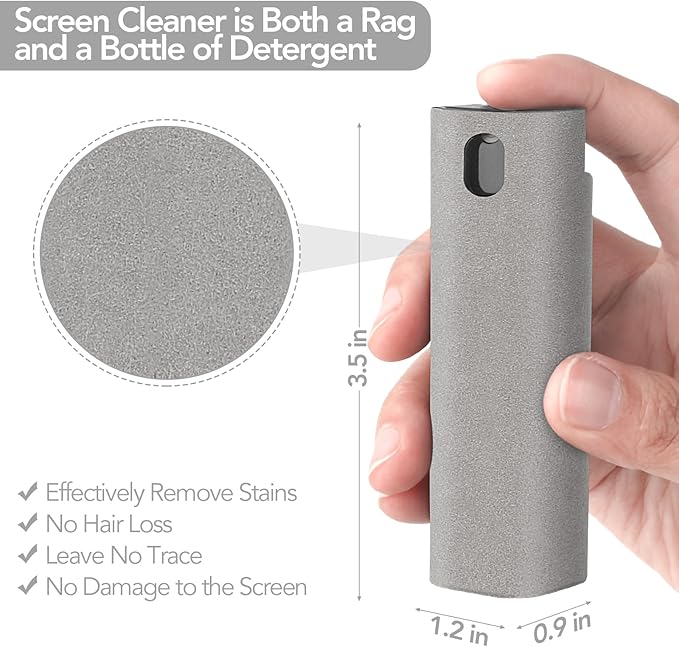 2 Pcs Fingerprint Proof Screen Cleaner Safe for All Phones Glasses Tablet Laptop TV Watch Screens (Light Grey)