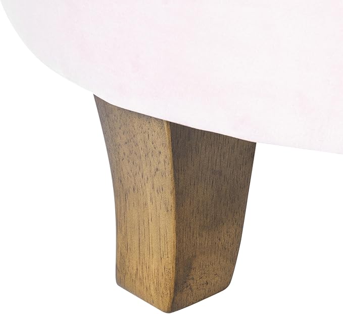 HomePop by Kinfine Fabric Upholstered Round Storage Ottoman - Velvet Button Tufted Ottoman with Removable Lid, Pink, Small