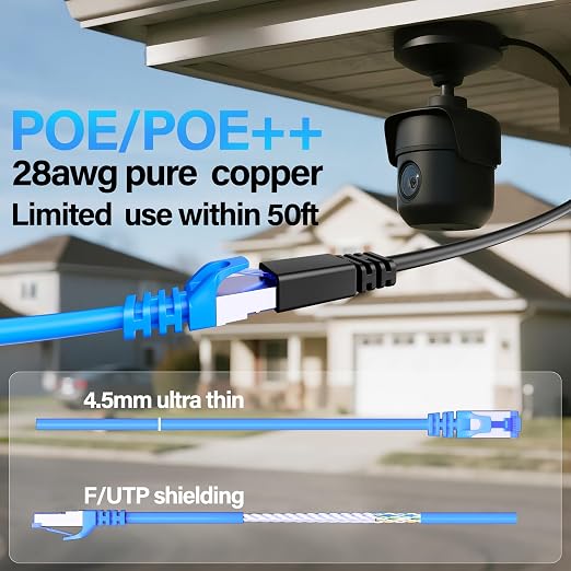 Cat6A Ethernet Cable Shielded 10Gbps 1 ft, Slim Shielded Ethernet Cable Cat 6 - Image 6