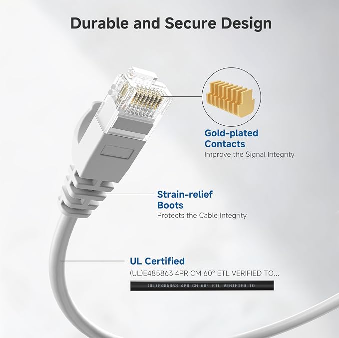 Cable Matters 10Gbps 5-Pack Snagless Cat 6 Ethernet Cable - 5ft - Image 5