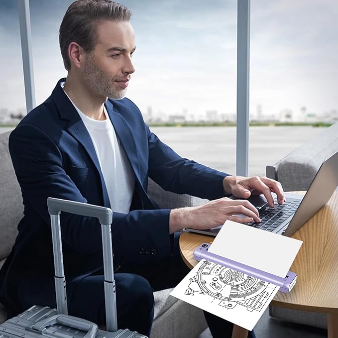 Rongta Portable Printers Wireless for Travel, WiFi & Bluetooth Mobile Printer, Thermal Inkless Printer for School/Office/Home Use, Compatible with Android,iOS & Laptop (Purple)