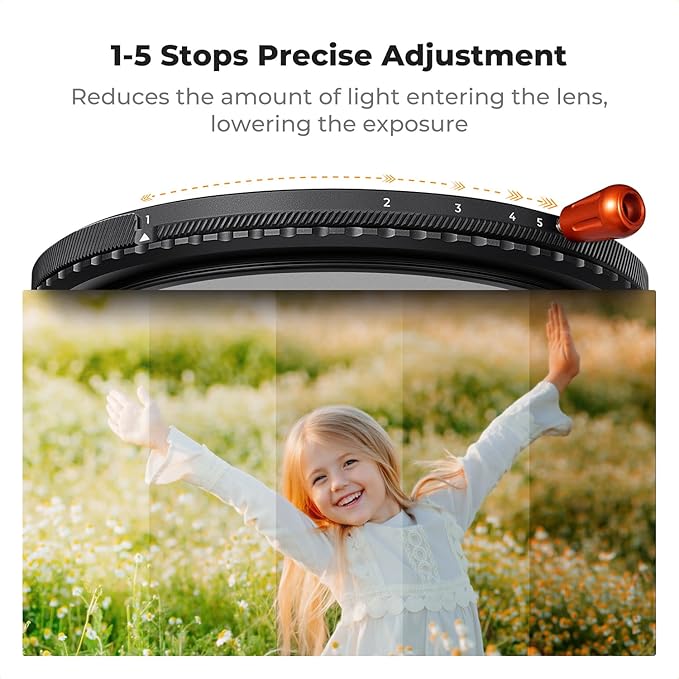 K&F CONCEPT 77mm Black Diffusion Mist Effect 1/4 & Variable ND2-32 & Circular - Image 5