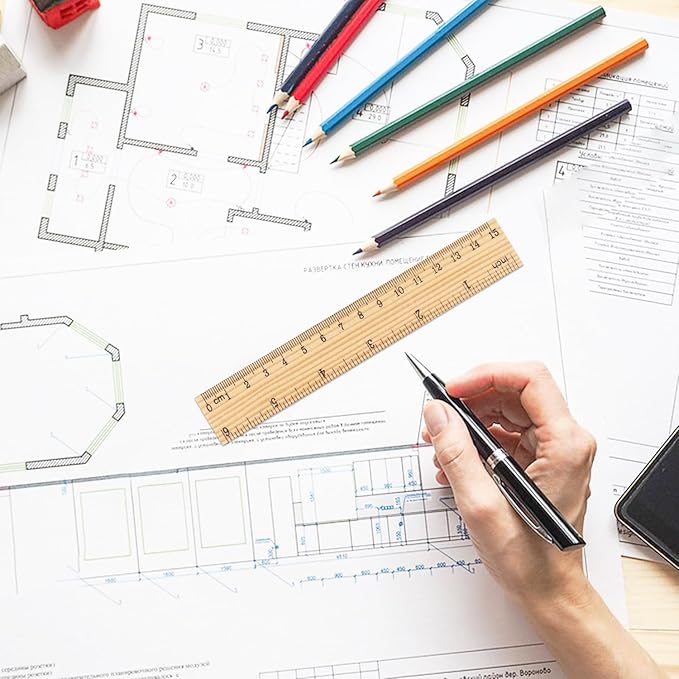 288 Packs Wooden Rulers, 6 Inch Double Sided Wood School Ruler for Home, Student, Office Use, 2 Scale,by, GNIEMCKIN.